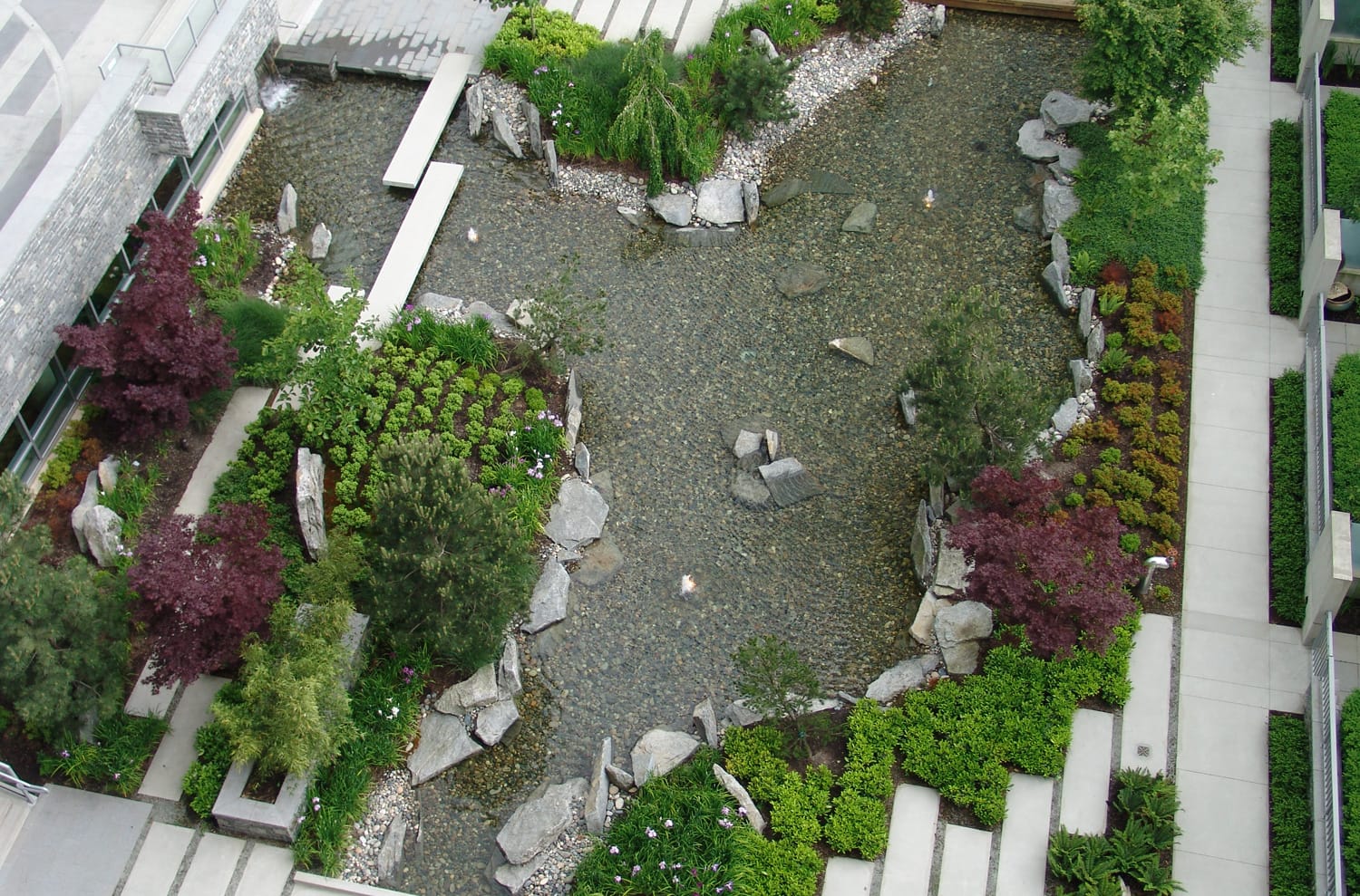 Fountain and water landscape features